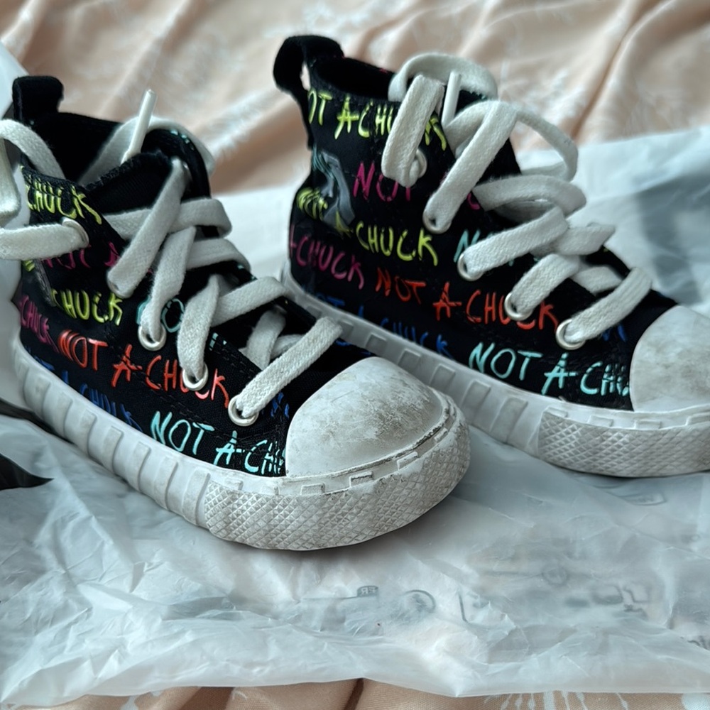 Kids High-Top Sneakers - Black with Multicolor Accents